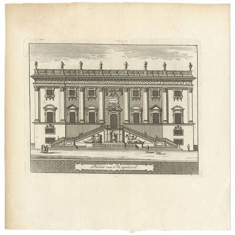 Antique Print of Palazzo Nuovo, Rome by M. de Bruyn, 1779