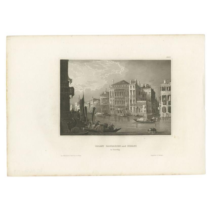 Antiker Druck des Palazzo Pisani Moretta in Venedig, Italien, 1847