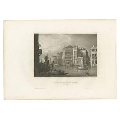 Antique Print of Palazzo Pisani Moretta in Venice, Italy, 1847