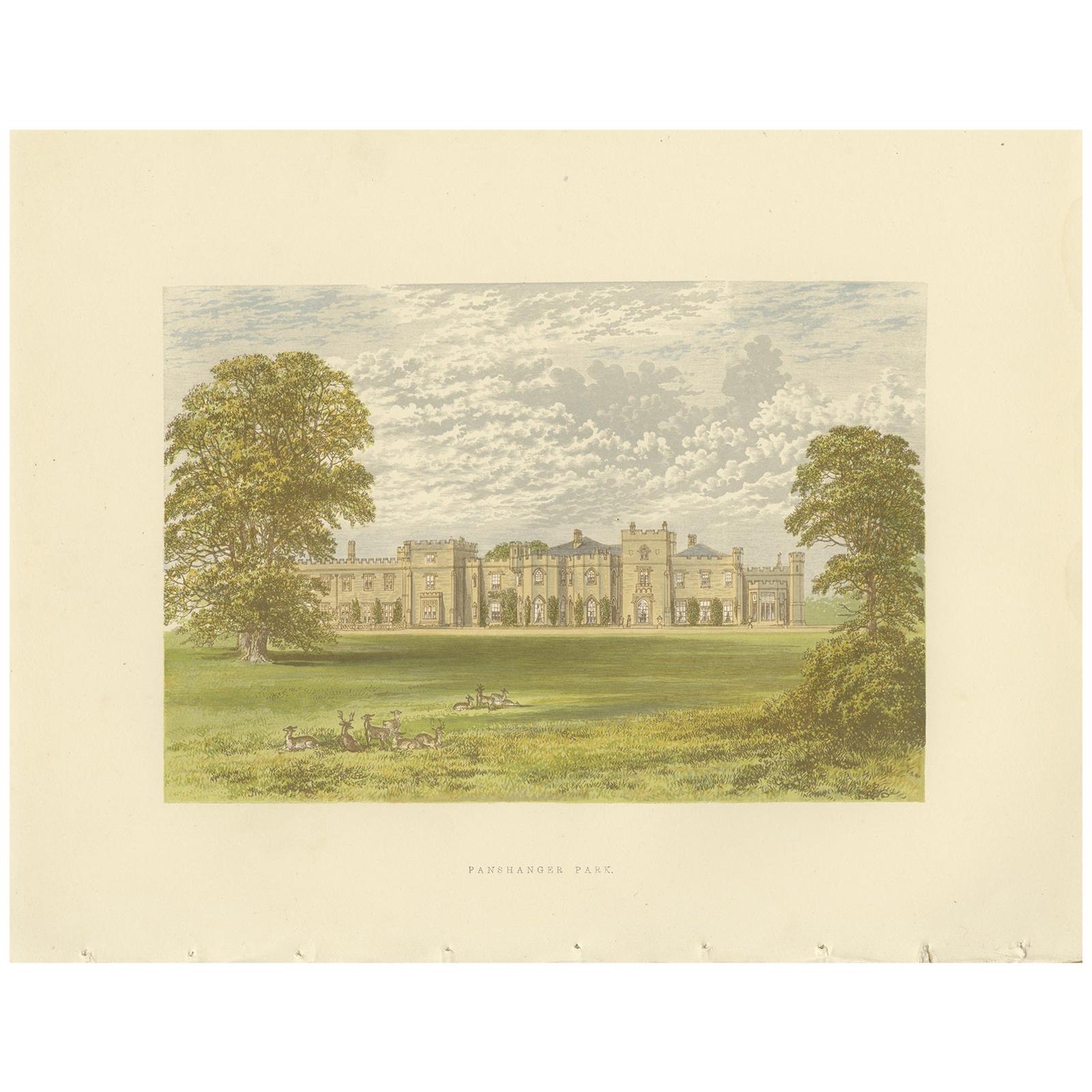 Antique Print of Panshanger by Morris, circa 1880