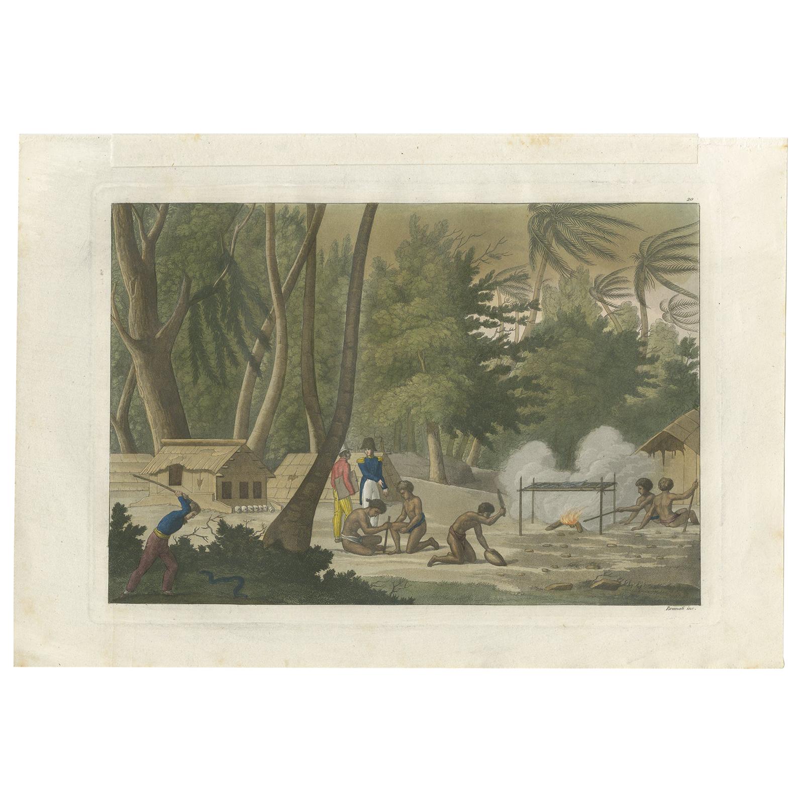 Antique Print of Papuan Tombs on Rawak Island by Ferrario, '1831' For Sale