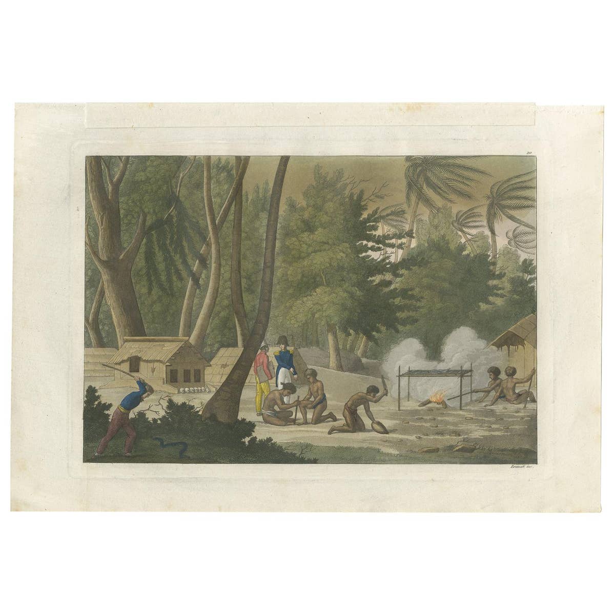 Antique Print of Papuan Tombs on Rawak Island by Ferrario, '1831'