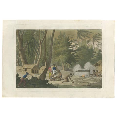 Antique Print of Papuan Tombs on Rawak Island by Ferrario, '1831'
