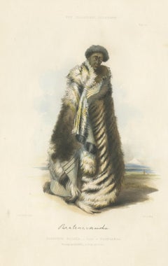 Impression ancienne de Paratene portant le Parawai par Angas, 1847