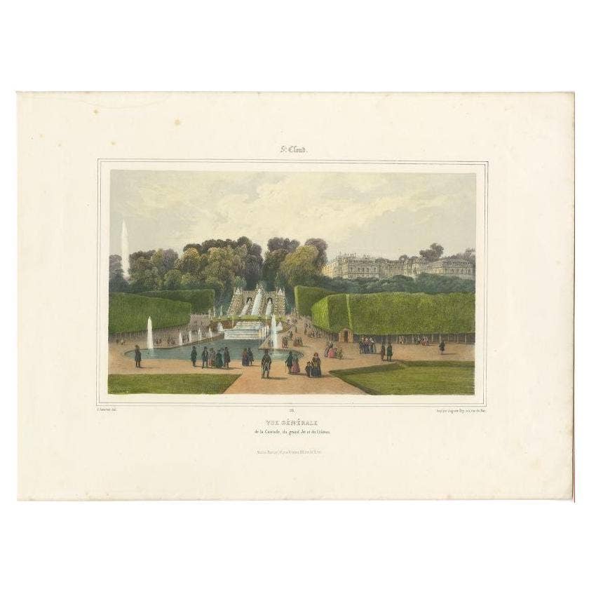 Antique Print of Parc de Saint-Cloud Near Paris, France, 1856