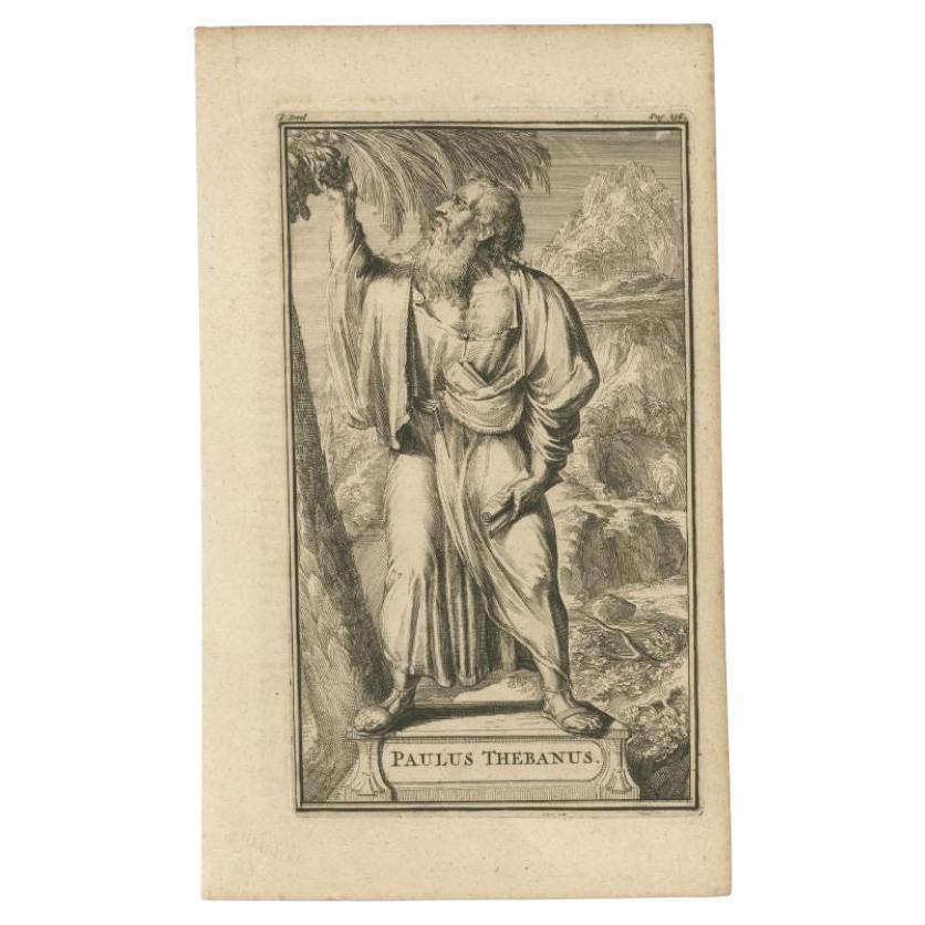 Antique Print of Paul of Thebes by De Hooghe, 1701 For Sale