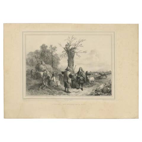 Antique Print of Paulus Potter Near the Hague, 1842