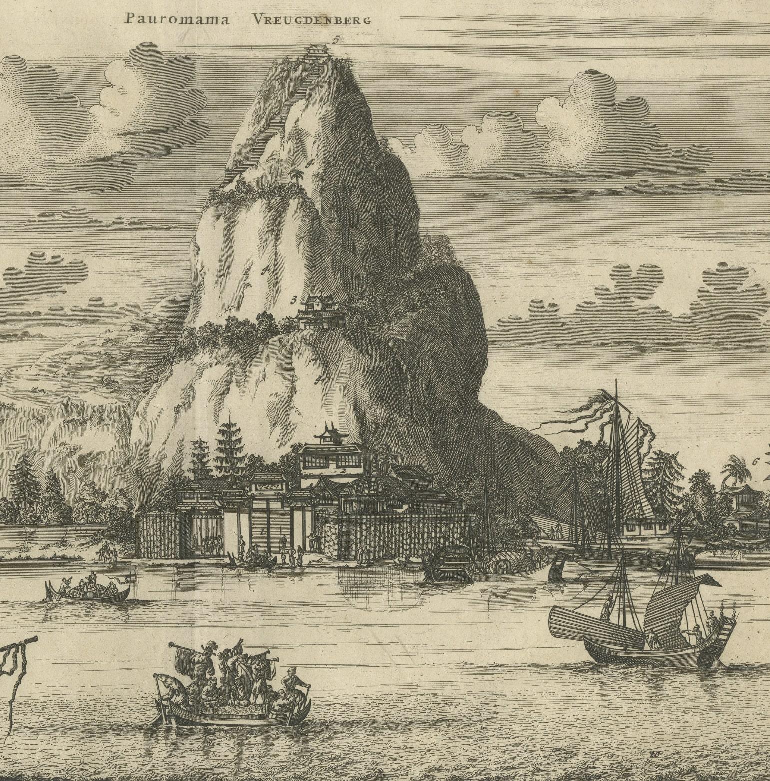 17th Century Antique Print of Pauromama or Mount of Pleasure, Japan For Sale