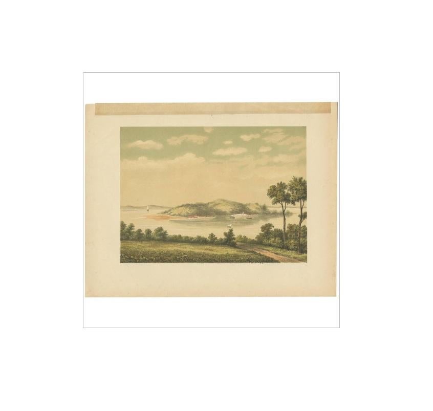 19th Century Antique Print of Penyengat Island by M.T.H. Perelaer, 1888 For Sale