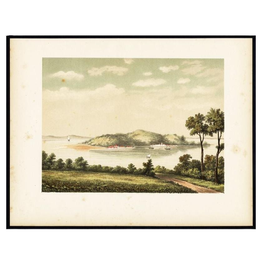 Antique Print of Penyengat Island in Indonesia, 1888 For Sale