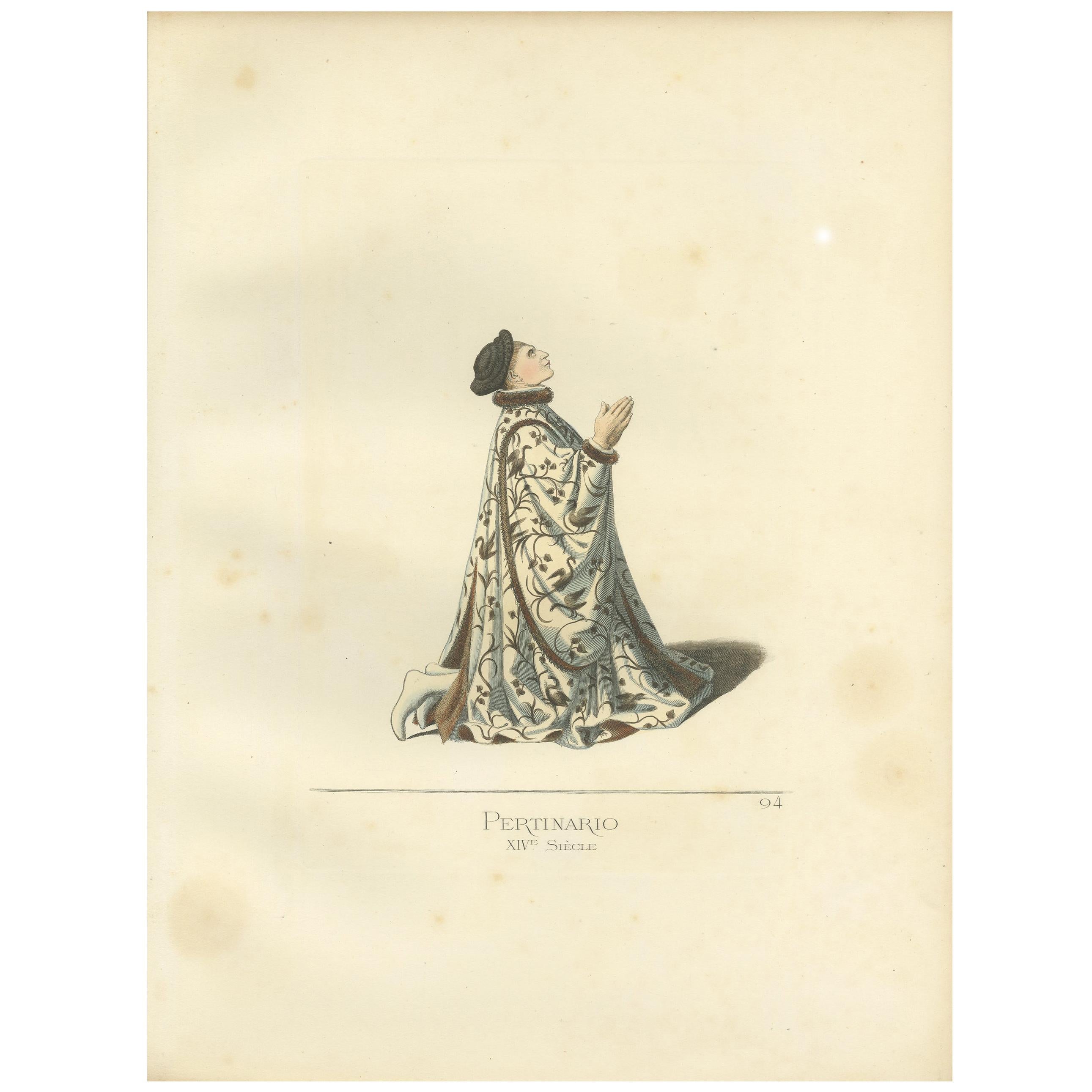 Antique Print of Pertinario, 14th Century, by Bonnard, 1860 For Sale