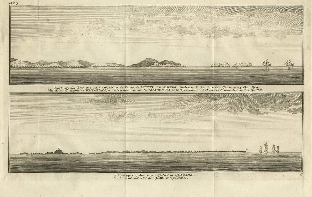 Antique Print of Petatlan and Coiba Island by Anson, '1749'