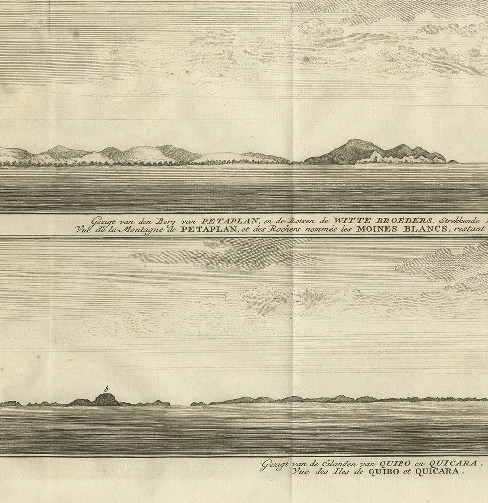 Antique Print of Petatlan and Coiba Island by Anson, '1749' In Good Condition For Sale In Langweer, NL