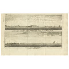 Impression ancienne de l'île de Petatlan et de Coiba par Anson, 1749