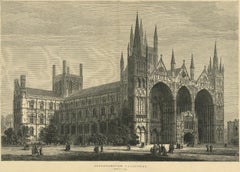 Antique Print of Peterborough Cathedral from the Illustrated London News, 1880