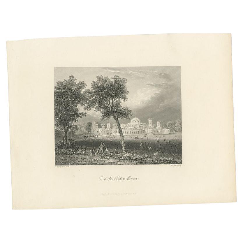 Antique Print of Petrovsky Palace in Moscow, Russia, circa 1850 For Sale