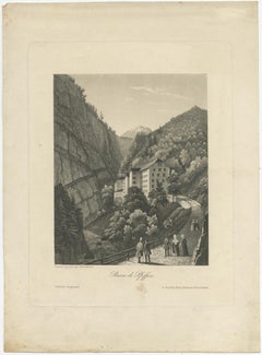 Antique Print of Pfeffers Baths, Switzerland