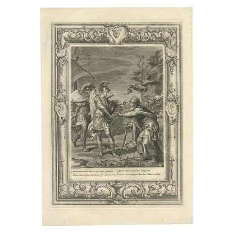 Antique Print of Phineus, Son of Poseidon or Phoenix, 1733