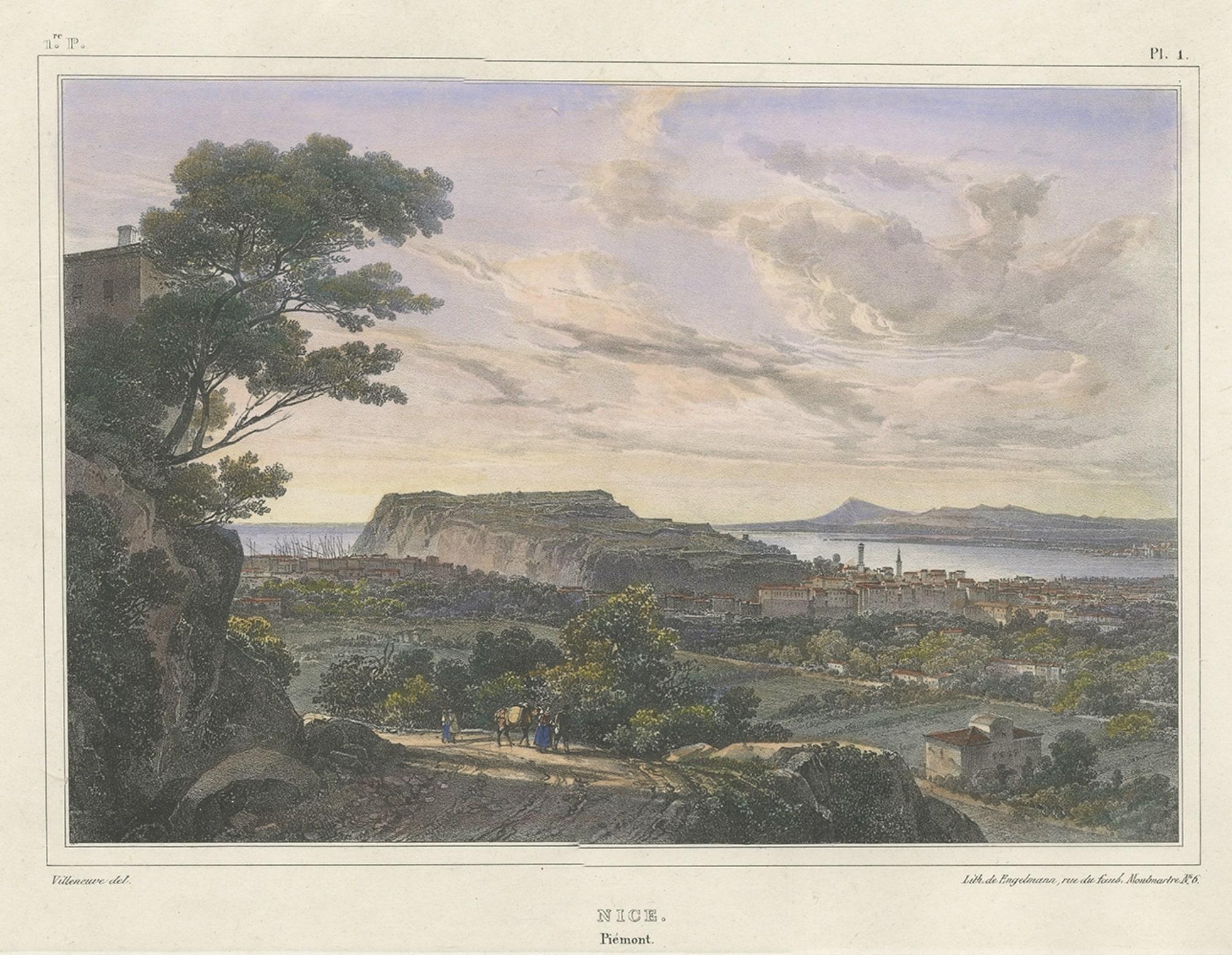Paper Antique Print of Piemont, Nice in France, c.1830 For Sale