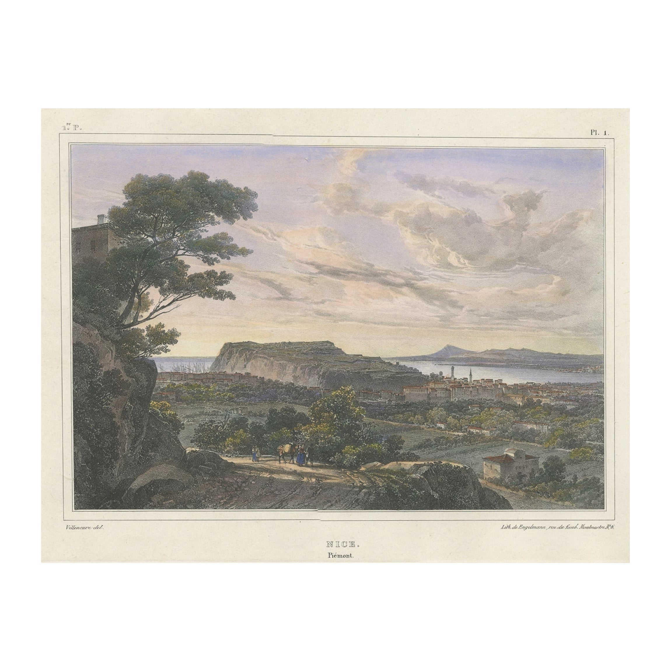 Antiker Druck von Piemont, Nizza, Frankreich, um 1830