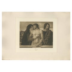 Antique Print of 'Pieta' Made After Bellini, circa 1890