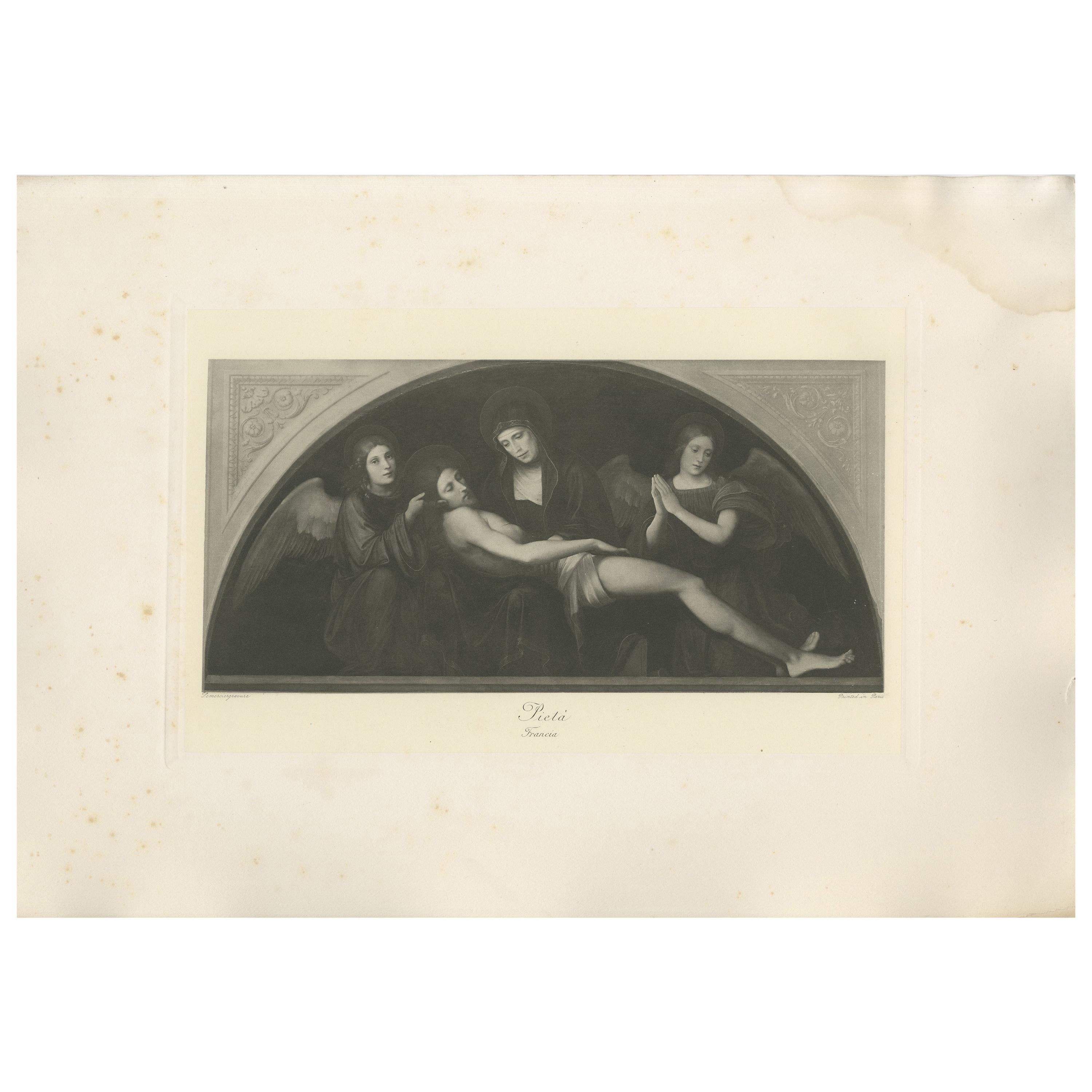 Antique Print of 'Pietà' Made after Francia 'c.1890' For Sale