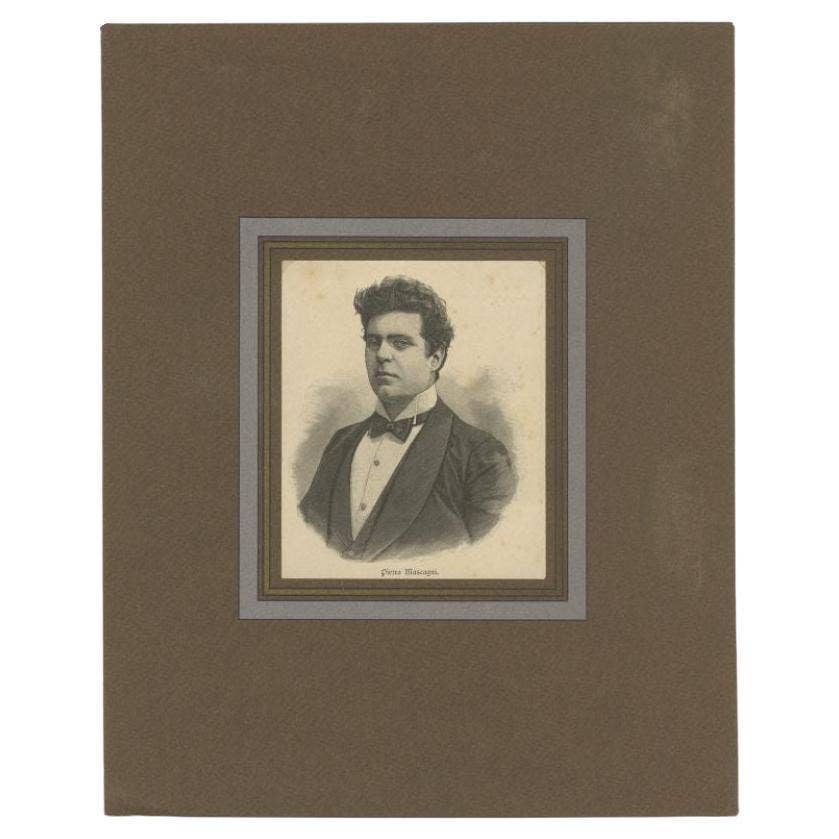 Antique Print of Pietro Mascagni, an Italian Opera Composer
