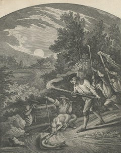 Antique Print of Pike Hunting, 1768