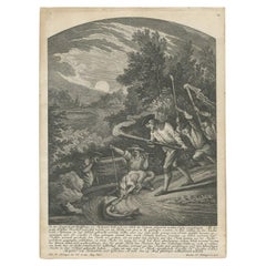 Antique Print of Pike Hunting, 1768