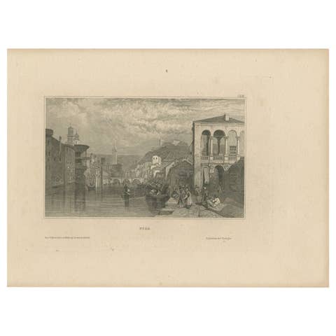 Antique Print of Pisa in Italy, 1836