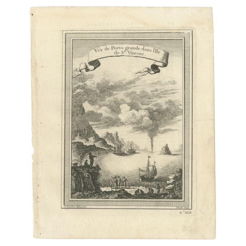 Antique Print of Porto Grande Bay on the Island of São Vicente, Cape Verde