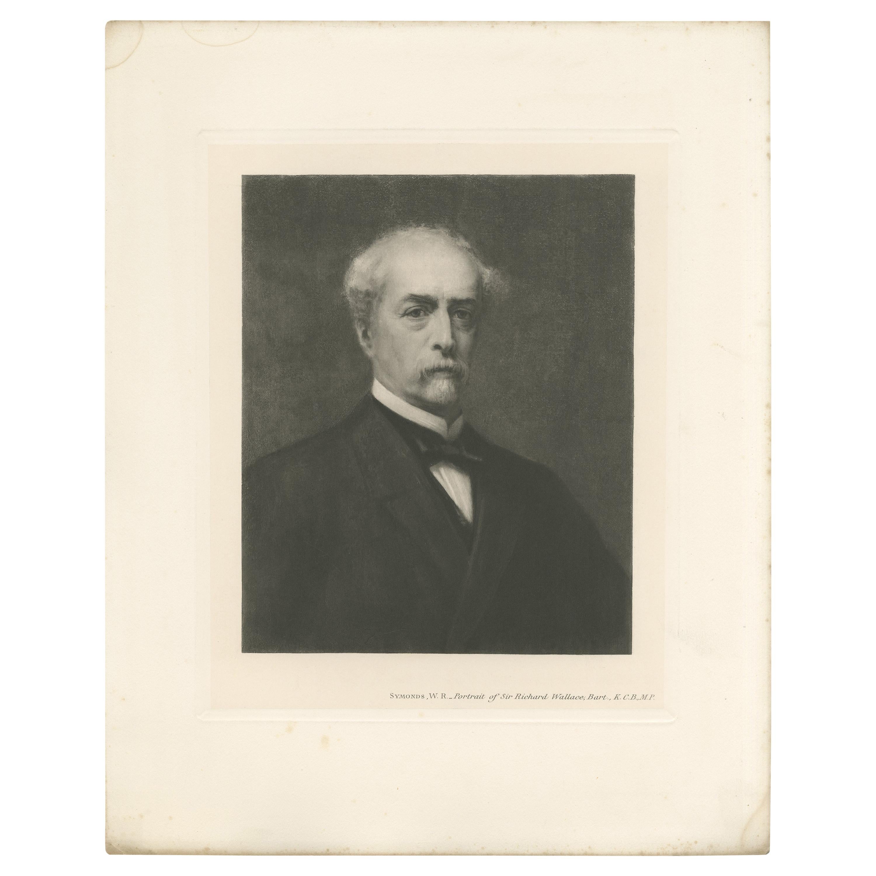 Antique Print of 'Portrait of Sir Richard Wallace' made after Symonds (1902) For Sale