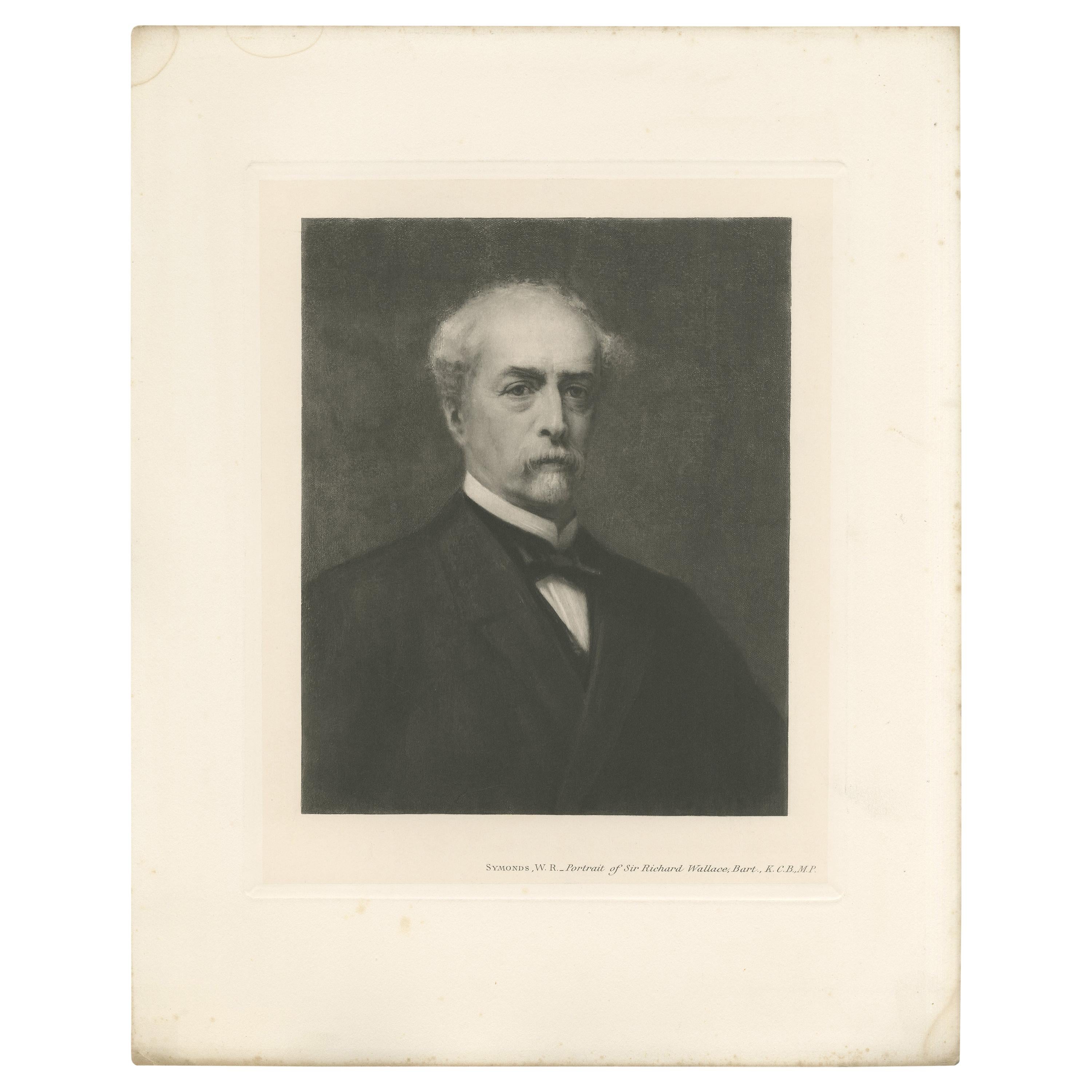 Antique Print of 'Portrait of Sir Richard Wallace' made after Symonds (1902)