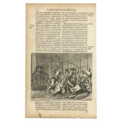 Antique Print of Portugese Soldiers Murdering Ceylon Dignitaries, circa 1672