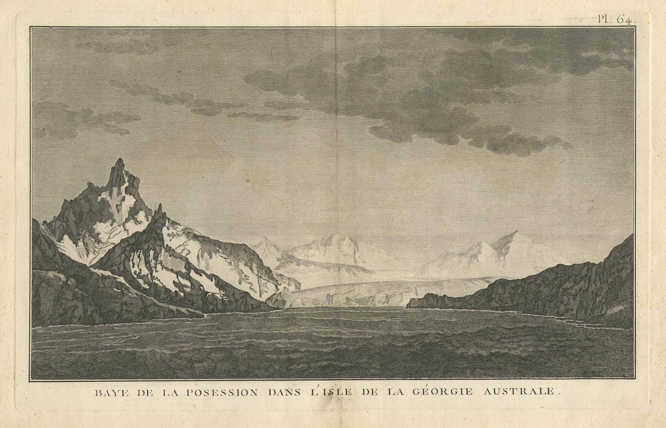 Antique Print of Possession Bay, South Georgia Island, Australia In Fair Condition For Sale In Langweer, NL