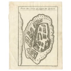 Antique Print of Quiloa 'Africa' by J.N. Bellin, circa 1750