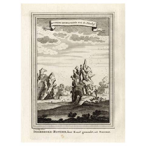Antique Print of Ragged Cliffs in China, circa 1749