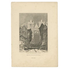 Impression ancienne de la cathédrale de Reims par Knight, 1835