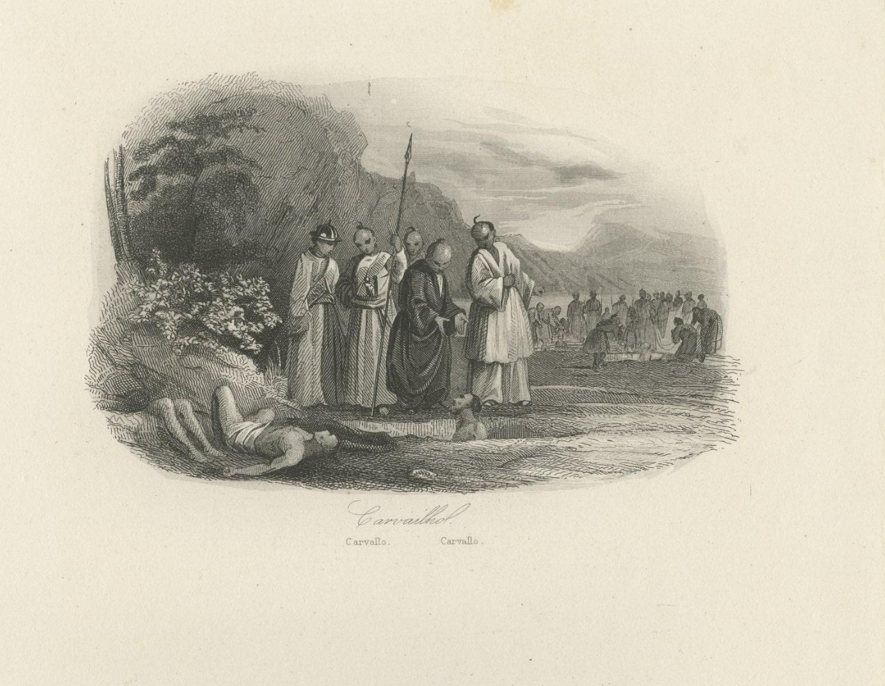 19th Century Antique Print of Religious Persecution by the Japanese, 1847 For Sale