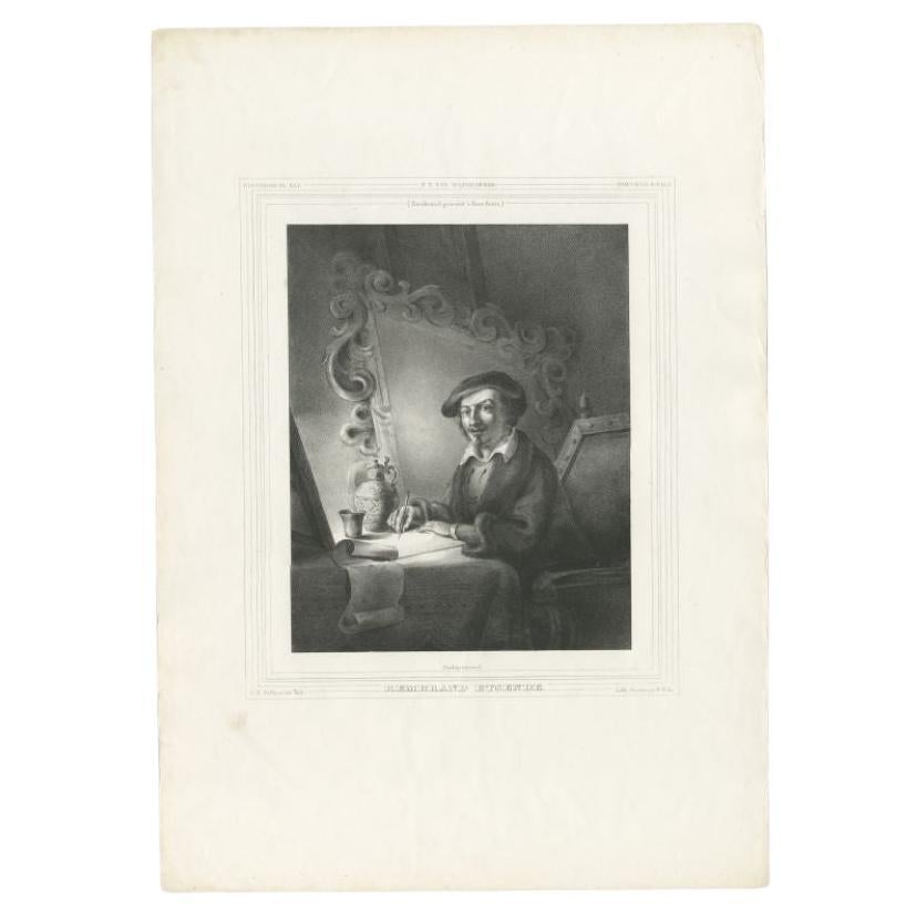 Antique Print of Rembrandt van Rijn, circa 1840 For Sale