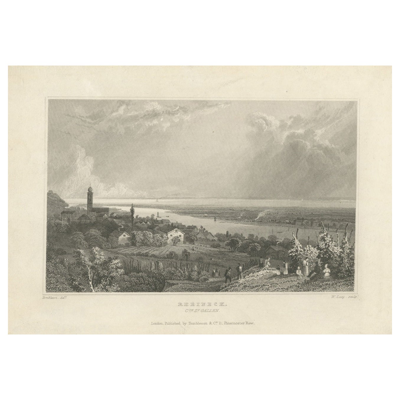 Antiker Druck von Rheineck, St. Gallen, Schweiz