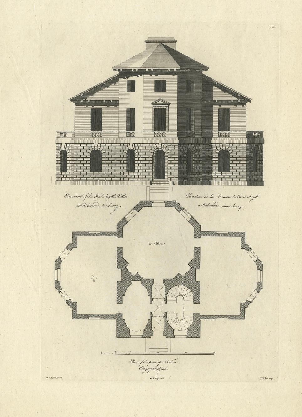Grabado antiguo de Richmond Place por Woolfe, c.1770 en venta 3