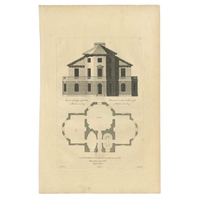 Antique Print of Richmond Place by Woolfe, c.1770 For Sale