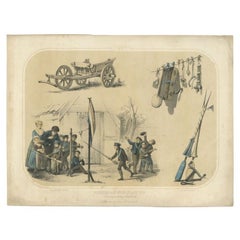 Gravure ancienne de 'Ring Riding', un ancien jeu hollandais, 1857