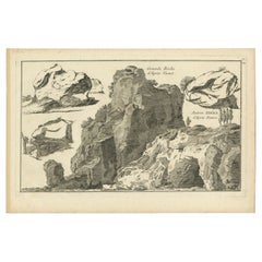 Antiker antiker Druck von Felsformationen vor Vernet in Frankreich, um 1785
