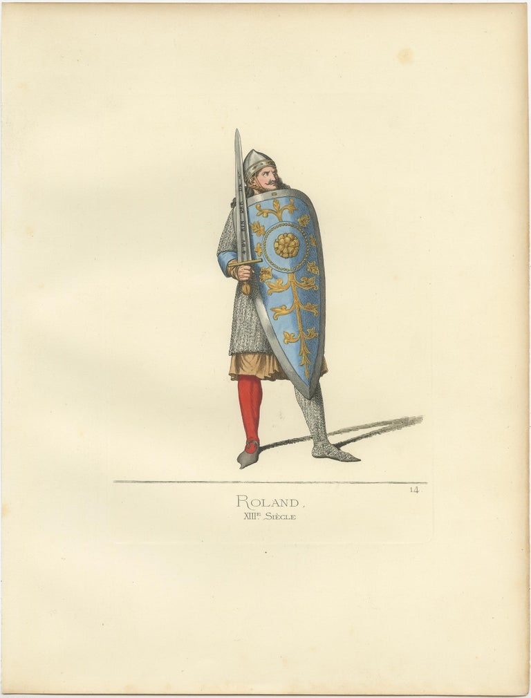 Who Is Roland Antique Print of Roland, a Frankish Military Leader, by Bonnard, 1860 ...