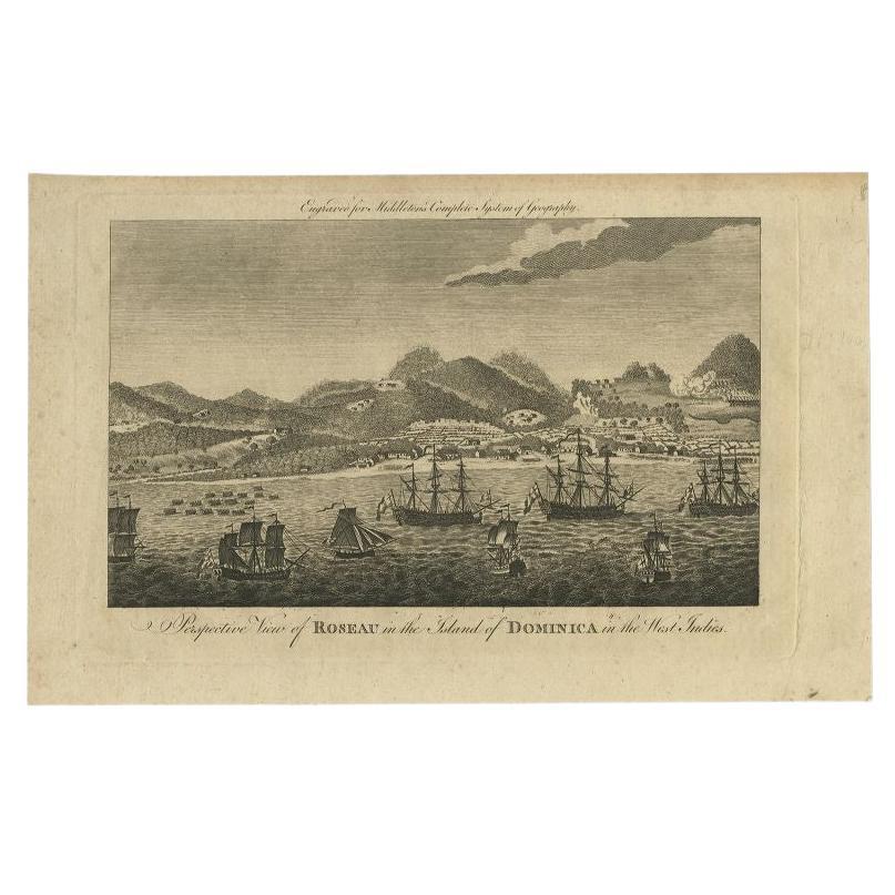 Antique Print of Roseau, Place in Dominica Island in the West-Indies, 1779 For Sale
