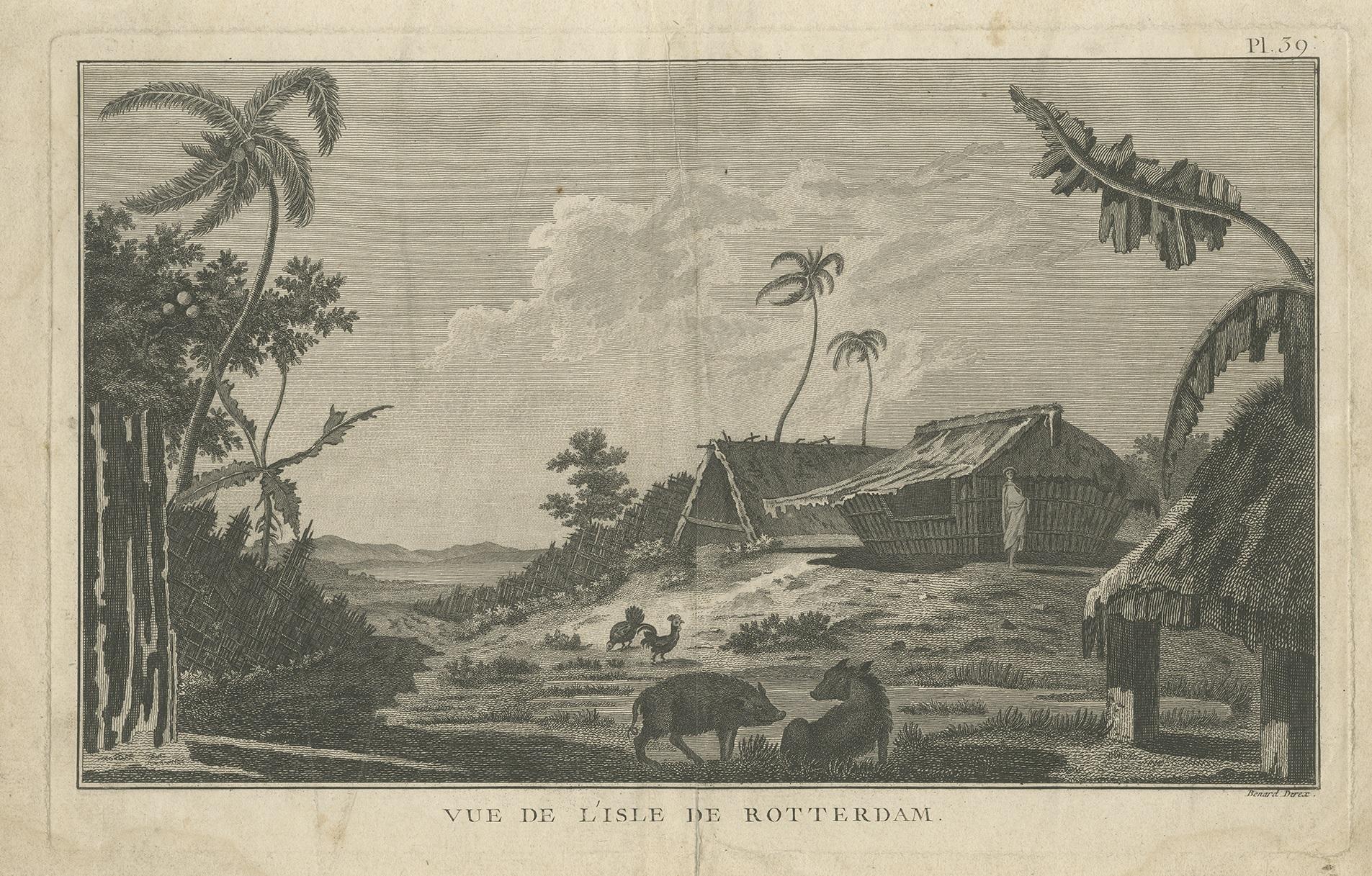 Antiker Druck der Rotterdamer Insel, Nomuka, Tonga im Zustand „Relativ gut“ im Angebot in Langweer, NL