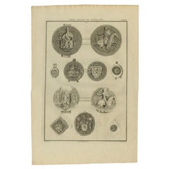 Impression ancienne de sceaux royaux d'Écosse, 1792