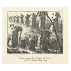 Antiker Druck von Ruinen auf den Inseln Tinian, Mariana